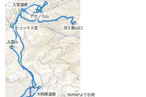 入笠山 アカノラ山 ルートマップ 沢入登山口 コース