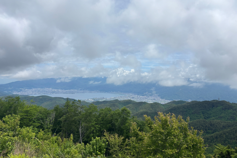 守屋山　山頂からの諏訪湖の展望　諏訪湖