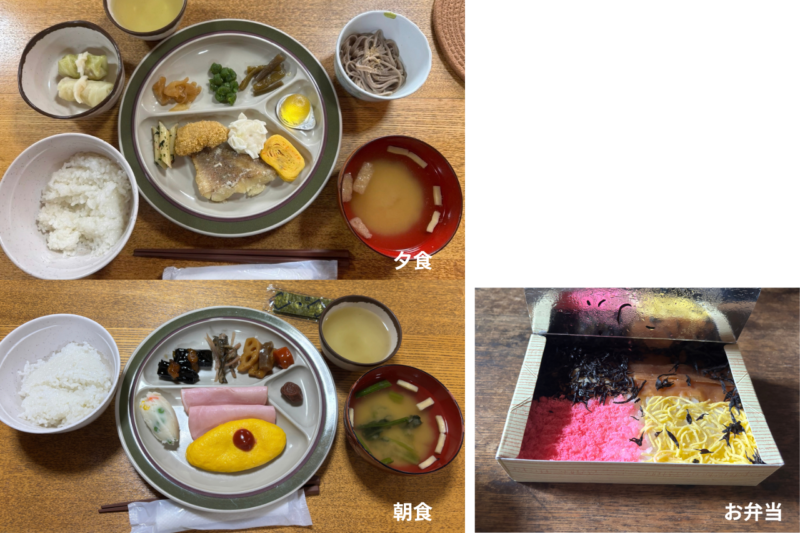 冷池山荘の食事 朝食 夕食 お弁当